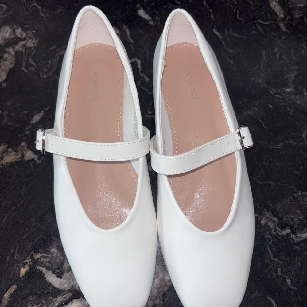 White Mary Jane Flats